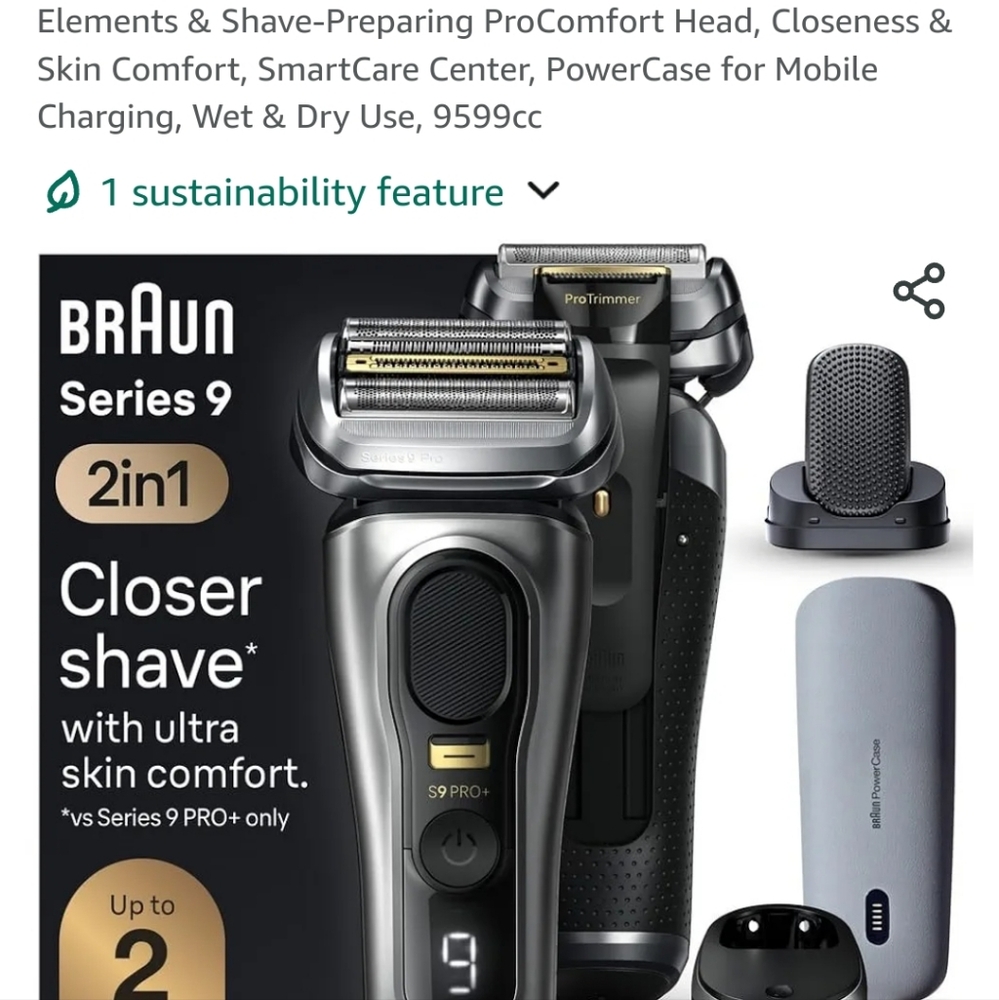 Braun Series 9 PRO+ Electric Razor for Men, 5 Pro Shave Elements & Shave-Prepari